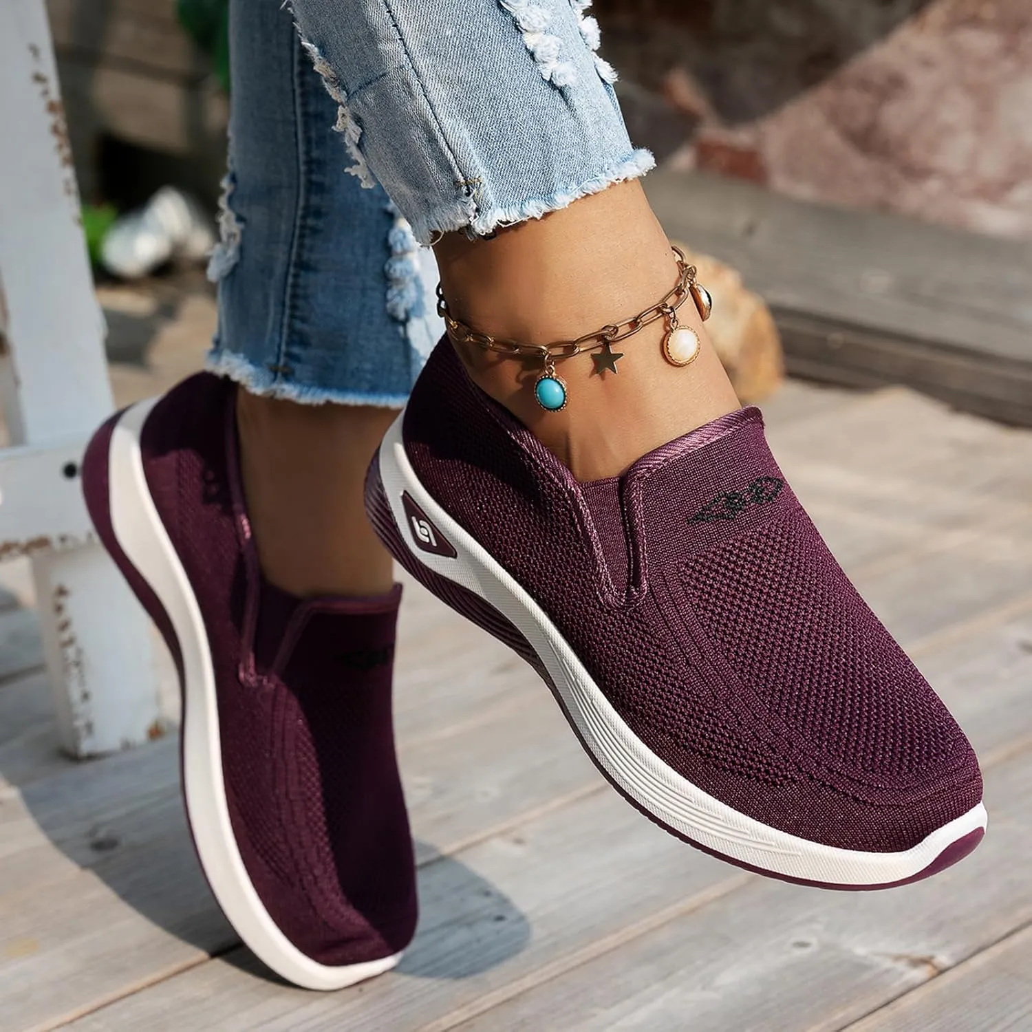 Women's Walking Shoes Slip On Comfort Orthopedic Breathable Go Walking Mesh Athletic Running Sneakers Shoes