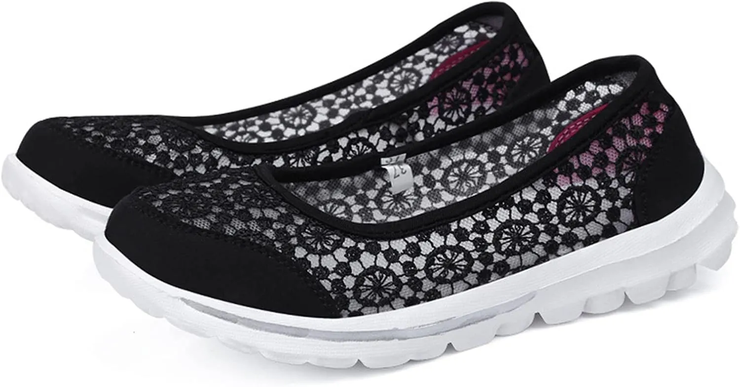 Womens Walking Sneakers Comfortable Loafers Casual Slip-On Walking Shoes Lightweight Dressy Flats Summer Shoes