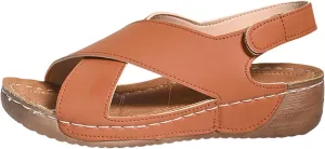 Womens Wedge Sandals Summer Closed Toe for Women Dressy Wedges Crisscross Strap Orthopedic Summer Comfortable with Arch Support Sandal Gladiator Causal Outdoor Beach Athletic Sandal