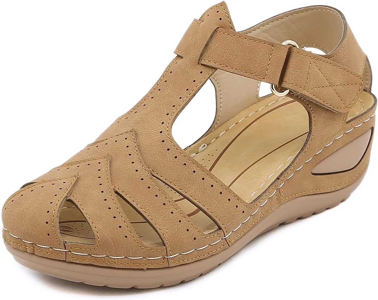Women's Wedge Sandals Summer Closed Toe Sandals for Women Platform Dressy Wedge Sandal Casual Bohemia Gladiator Shoes Comfortable Ankle Strap Outdoor Sandal Breathable Lightweight Walking Shoes