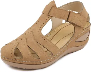 Women's Wedge Sandals Summer Closed Toe Sandals for Women Platform Dressy Wedge Sandal Casual Bohemia Gladiator Shoes Comfortable Ankle Strap Outdoor Sandal Breathable Lightweight Walking Shoes