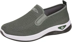 Women's Woven Orthopedic Breathable Soft Shoes Slip On Arch Support Walking Flying Sneakers Comfortable Wide Width Walking Shoes