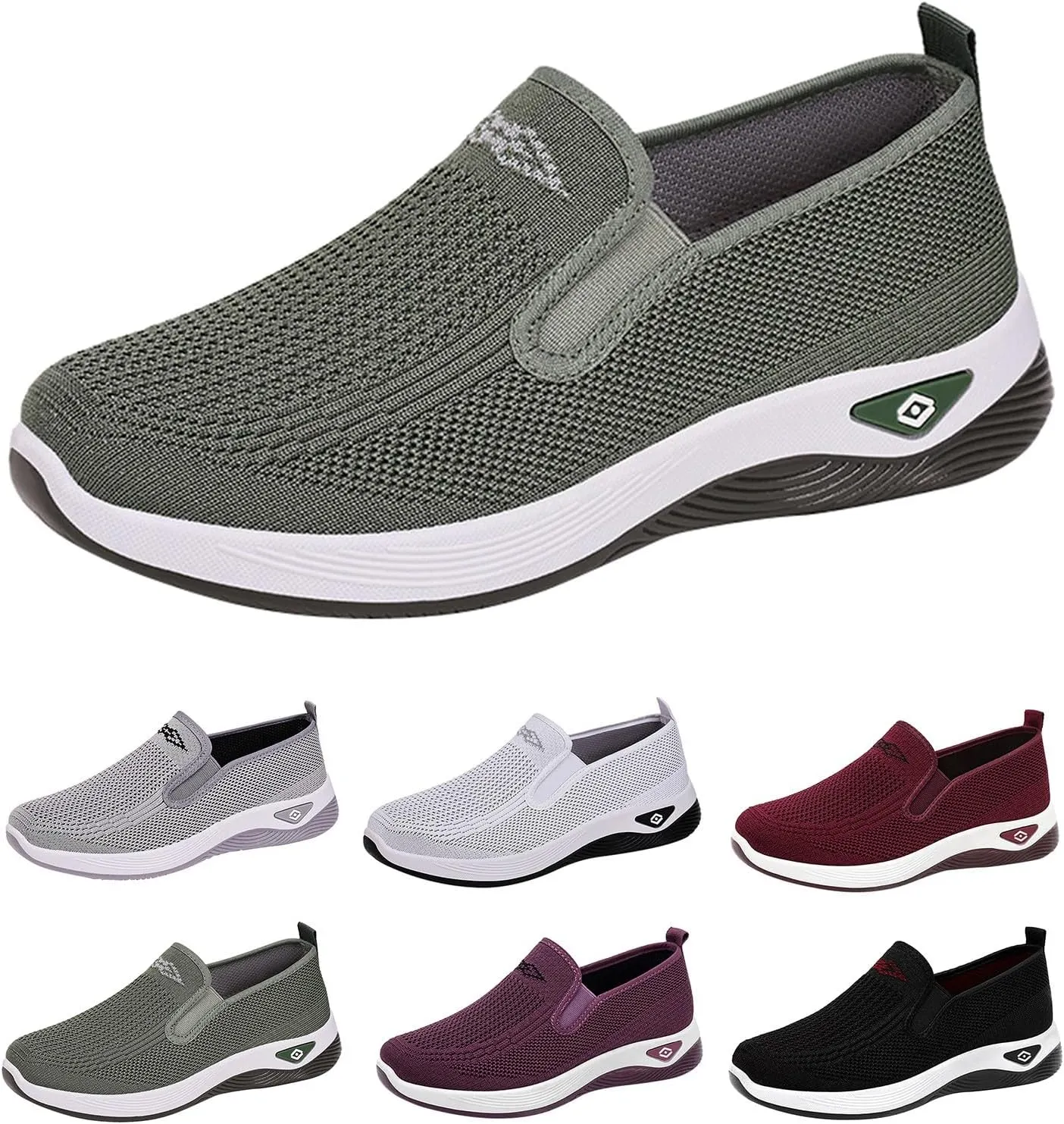 Women's Woven Orthopedic Breathable Soft Shoes Slip On Arch Support Walking Flying Sneakers Comfortable Wide Width Walking Shoes
