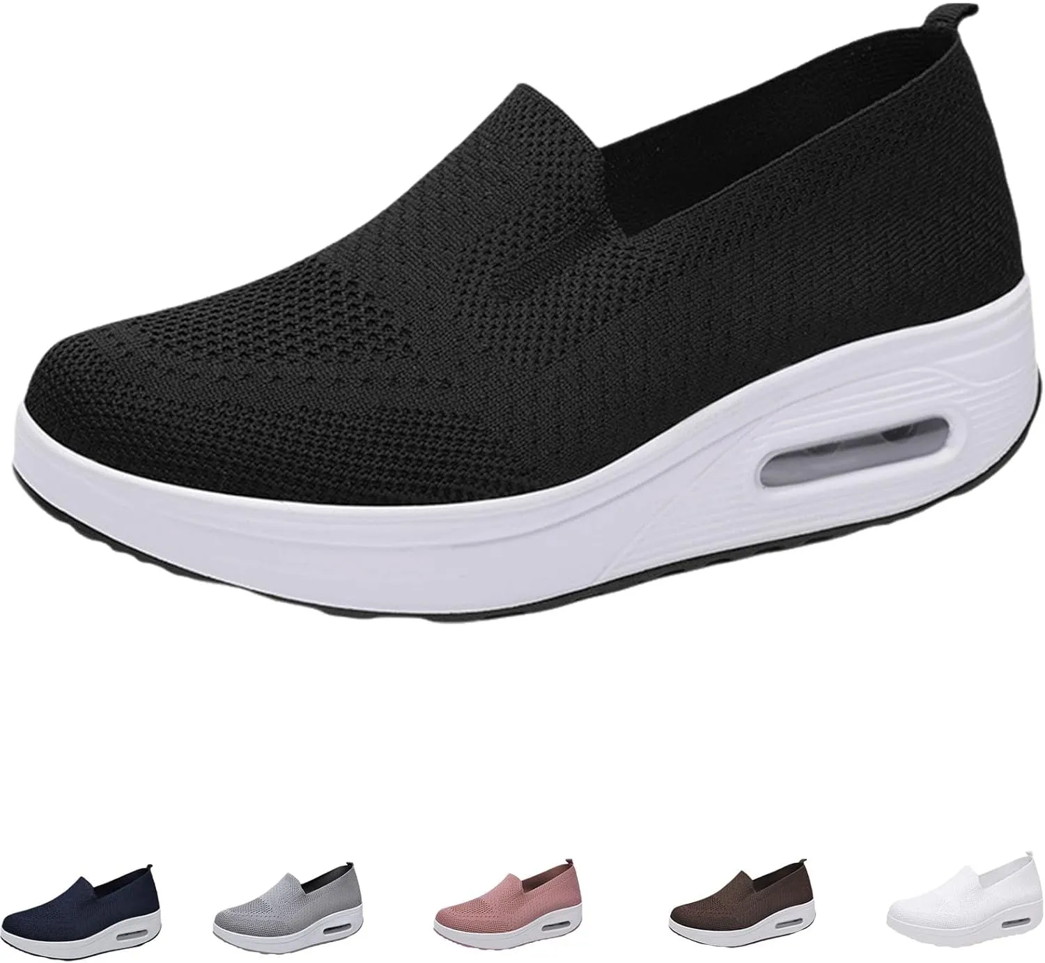 Women's Woven Orthopedic Breathable Soft Shoes, Walking Slip-On Diabetic Foam Shoes, Lightweight Slip-On Walking Shoes with Arch Support