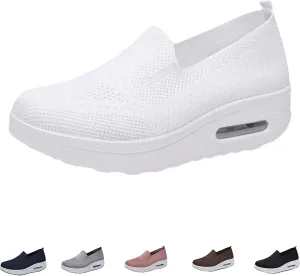 Women's Woven Orthopedic Breathable Soft Shoes, Walking Slip-On Diabetic Foam Shoes, Lightweight Slip-On Walking Shoes with Arch Support